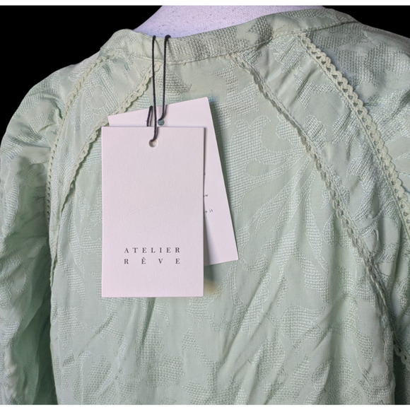 Atelier Reve Milio Light Green Pastel Floral Print Maxi Dress New Size 40 Large - Picture 7 of 7